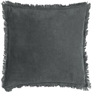 Yard Jaye Velvet Fringed 45cm x 45cm Filled Cushion Slate