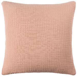 Lark Muslin Crinkle Cotton 45cm x 45cm Filled Cushion Pink Clay