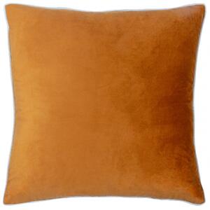 Paoletti Meridian Velvet 55cm x 55cm Filled Cushion Ginger Ecru