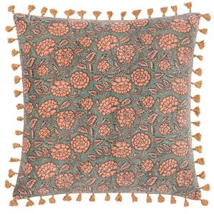 Paoletti Marisa Floral Cotton Velvet 50cm x 50cm Filled Cushion Petrol