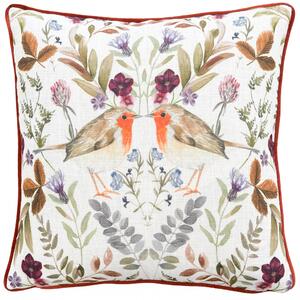 Evans Lichfield Mirrored Robin Watercolour Printed Piped 43cm x 43cm Filled Cushion Sunset