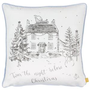 Midwinter Toile Printed Piped Velvet 43cm x 43cm Filled Cushion Snow
