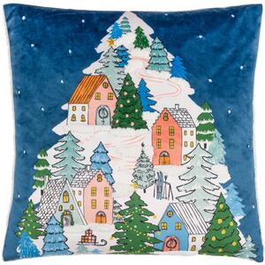 Snowy Village Tree Boucle 45cm x 45cm Filled Cushion Multi