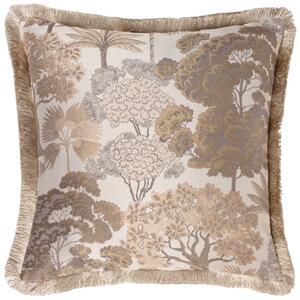 Woodlands Floral Jacquard 55cm x 55cm Filled Cushion Natural