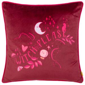 Witch Please Piped Velvet 43cm x 43cm Filled Cushion Purple