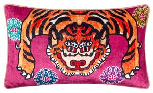 Year Of The Tiger Velvet 30cm x 50cm Filled Cushion Pink