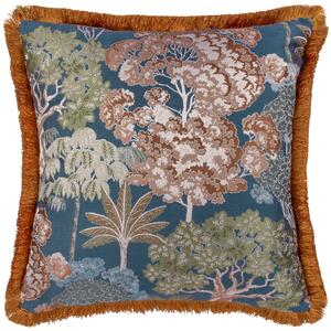 Woodlands Floral Jacquard 55cm x 55cm Filled Cushion Navy