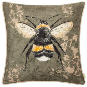 Avebury Bee Piped 43cm x 43cm Filled Cushion Sage