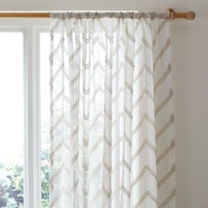 Tufted Chevron Natural Voile Panel Natural