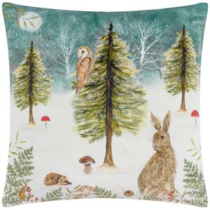 Christmas Owl Velvet 43cm x 43cm Filled Cushion Multi
