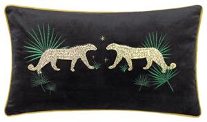 Wylder Tropics Dusk Leopard Embroidered 30cm x 50cm Filled Cushion Black