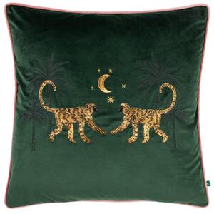 Dusk Monkey Embroidered 50cm x 50cm Filled Cushion Emerald