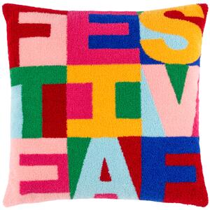 Festive-Val Festive Knitted 43cm x 43cm Filled Cushion Multied