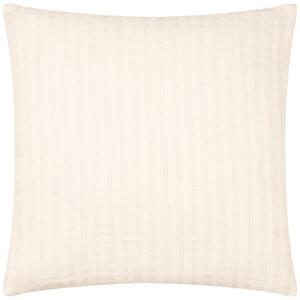 Yard Hush Cotton Linear 45cm x 45cm Filled Cushion Ecru