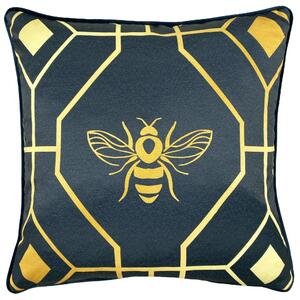 Bee Deco Geometric 43cm x 43cm Filled Cushion Navy