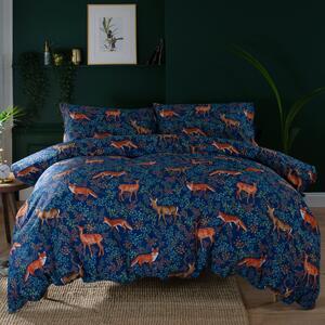 Fox and Deer Printed Bedding Navy