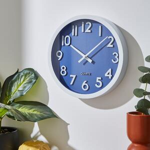 3D Numbers Wall Clock 25cm Cobalt Blue