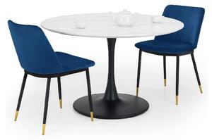 Holland Round Pedestal Dining Table with 2 Delaunay Chairs Blue