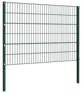 Fence Panel with Posts Iron 1.7x1.2 m Green