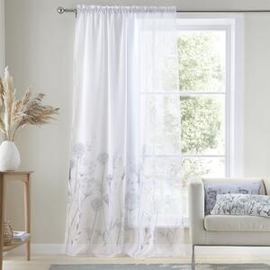 Meadowsweet Floral Slot Top Voile Curtain Panel White