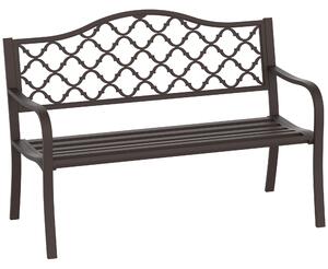 Outsunny Outdoor Garden Bench Antique Style Cast Iron 2 Seater Patio Porch Park Loveseat Chair Seater - Brown