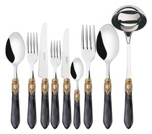 OXFORD GOLD-PLATED RING CUTLERY SET 75 - Black