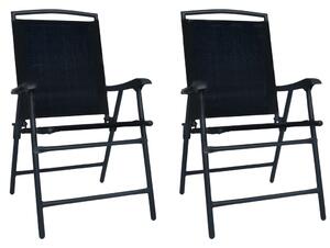 Folding Garden Chairs 2 pcs Texilene Black