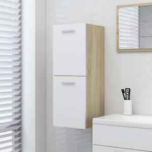 Bathroom Cabinet White and Sonoma Oak 30x30x80 cm Engineered Wood