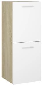 Bathroom Cabinet White and Sonoma Oak 30x30x80 cm Engineered Wood