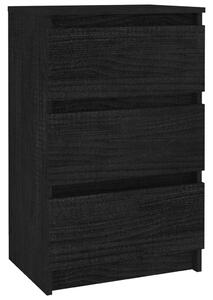 Bedside Cabinet Black 40x29.5x64 cm Solid Pine Wood