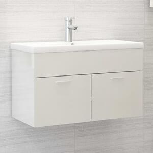 Sink Cabinet High Gloss White 80x38.5x46 cm Engineered Wood