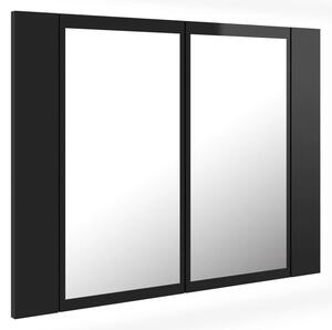 LED Bathroom Mirror Cabinet High Gloss Black 60x12x45 cm Acrylic