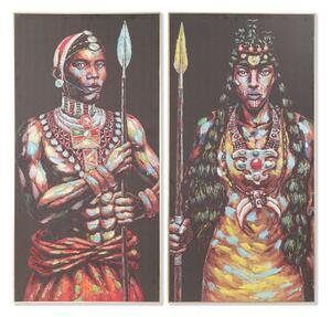 Painting DKD Home Decor 60 x 5 x 120 cm Colonial African Man (2 Units)