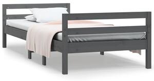 Bed Frame Grey 75x190 cm Small Single Solid Wood Pine