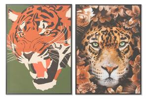 Painting DKD Home Decor 52 x 2,7 x 72 cm Tiger Modern (2 Units)