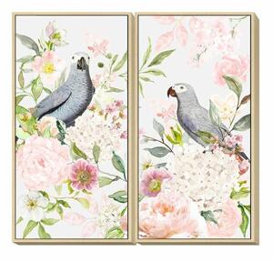 Painting DKD Home Decor 60 x 4 x 120 cm Flowers Shabby Chic (2 Units)