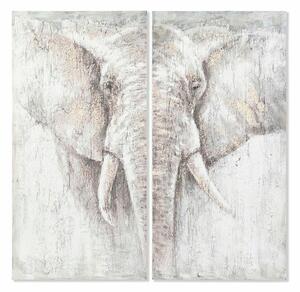 Set of 2 pictures DKD Home Decor Elephant Colonial 120 x 3,7 x 120 cm