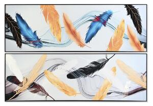 Painting DKD Home Decor Feathers 180 x 3 x 60 cm (2 Units)