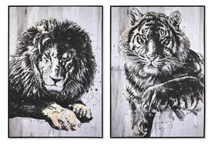 Painting DKD Home Decor 103 x 4,5 x 143 cm Tiger Colonial (2 Units)