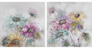 Painting DKD Home Decor 100 x 3,5 x 100 cm Flowers Shabby Chic (2 Units)