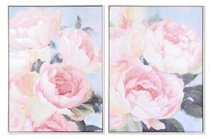 Painting DKD Home Decor 60 x 3,5 x 80 cm 60 x 3 x 80 cm Flowers Romantic (2 Units)