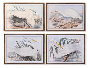 Painting DKD Home Decor Fir Crystal 70 x 50 x 2 cm Heron (4 Pieces)