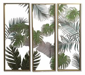 Canvas DKD Home Decor 3 Pieces Tropical Leaf of a plant (122 x 3 x 122 cm)