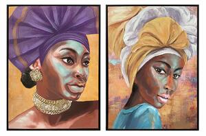 Canvas DKD Home Decor 60 x 3,5 x 80 cm Colonial African Woman (2 Units)