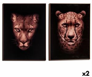 Painting Leopard Particleboard 61,5 x 3 x 81,5 cm (2 Units)