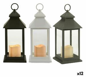 LED Lantern White Black Crystal Plastic 13,5 x 34,5 x 13,5 cm (12 Units)