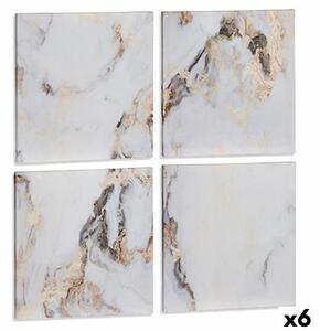 Set of 4 pictures Canvas Marble White 35 x 7 x 35 cm (6 Units)