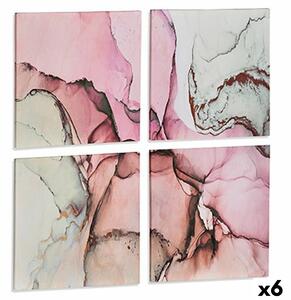 Set of 4 pictures Canvas Pink Marble 35 x 7 x 35 cm (6 Units)