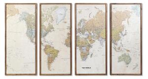 Set of 4 pictures DKD Home Decor World Map Vintage Loft 200 x 3,5 x 120 cm