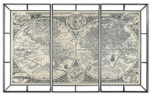 Set of 3 pictures Home ESPRIT White Black World Map 222 x 8 x 140 cm (3 Pieces)